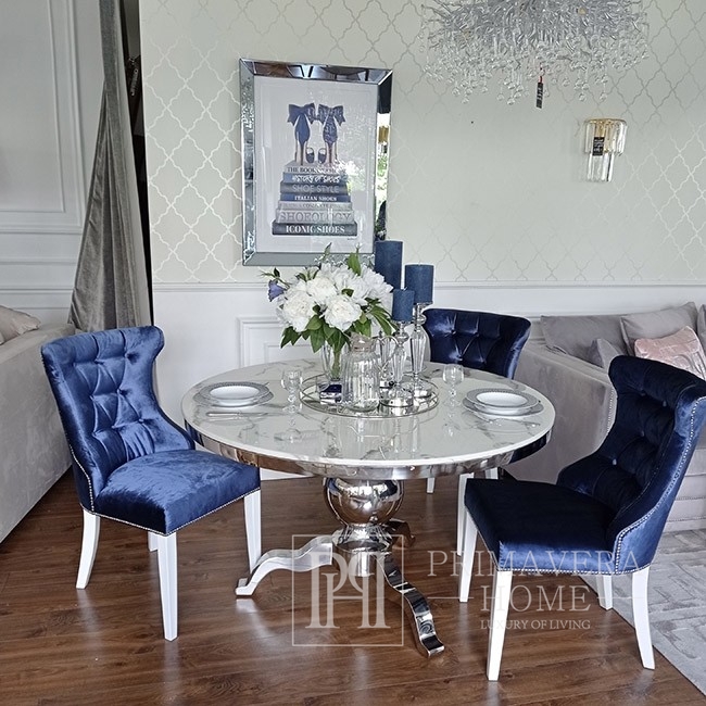 Krzesło tapicerowane GRETA glamour, pikowane, nowoczesne z kołatką