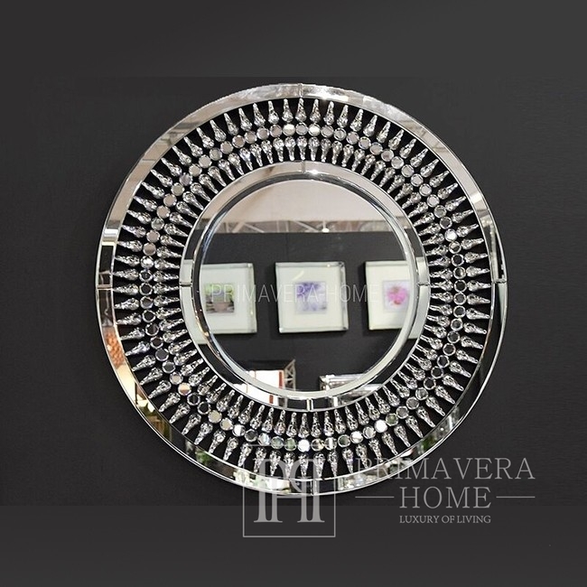 Round decorative mirror in New York style glamour Crystal