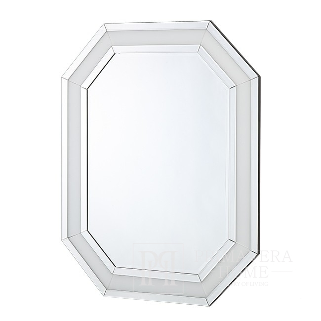Glamūrinis geometrinis veidrodis sidabriniame rėme, 80x100 RARE SILVER