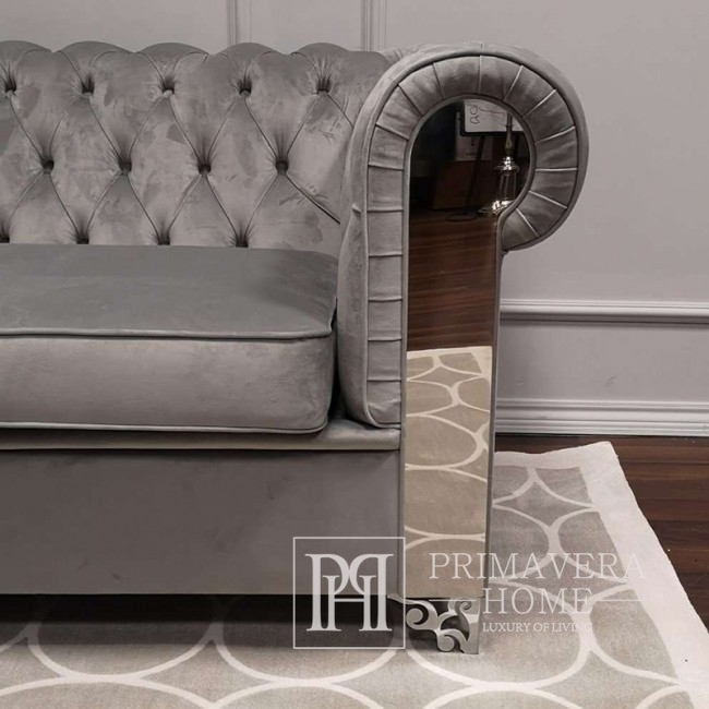 Corner sofa Aviator with fold-out bedroom function, upholstered in glamour style