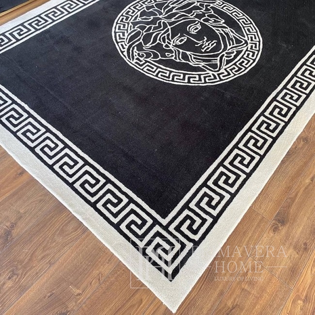 Nowoczesny dywan z greckim wzorem czarny biały  MEDUSA