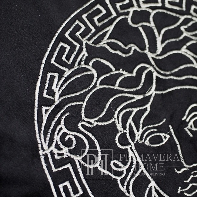 Dekoratives schwarzes Samtkissen mit logo Medusa