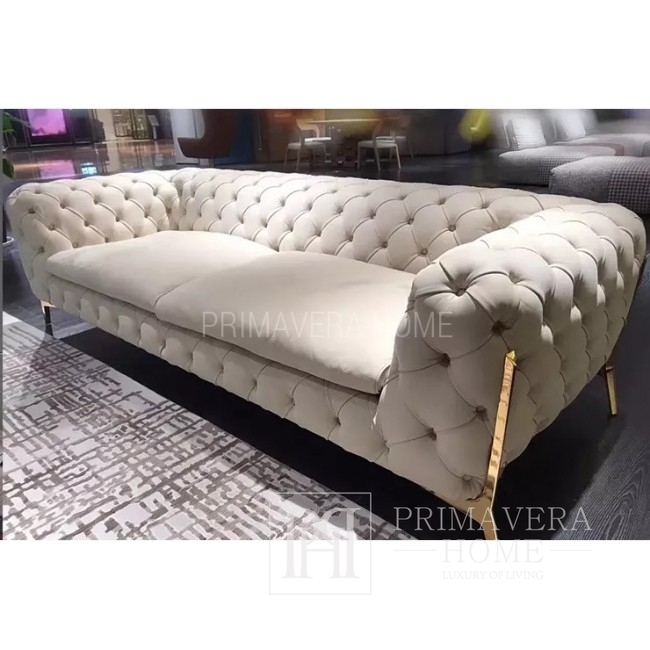 Glamour Sofa gepolstert modern gesteppt schwarz Gold DIVA GOLD 225 OUTLET