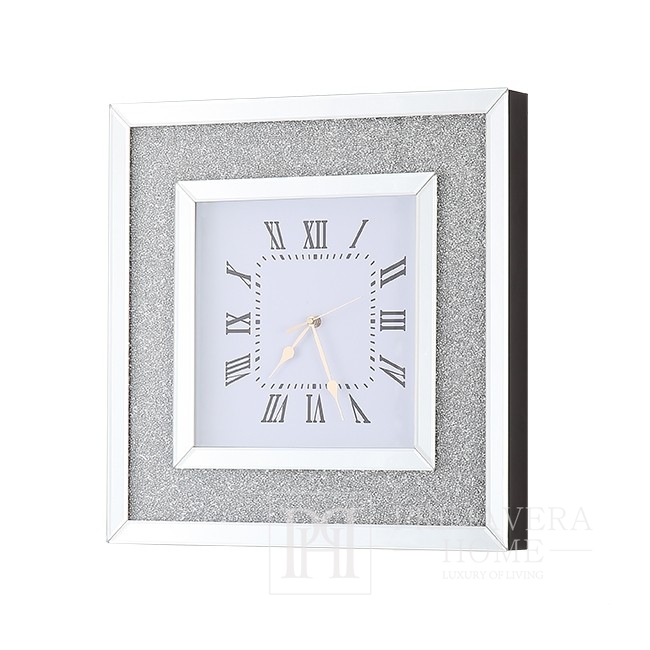 Modernus deimantinis laikrodis su permatomu veidrodžiu, papuoštas PAOLA 4 SILVER