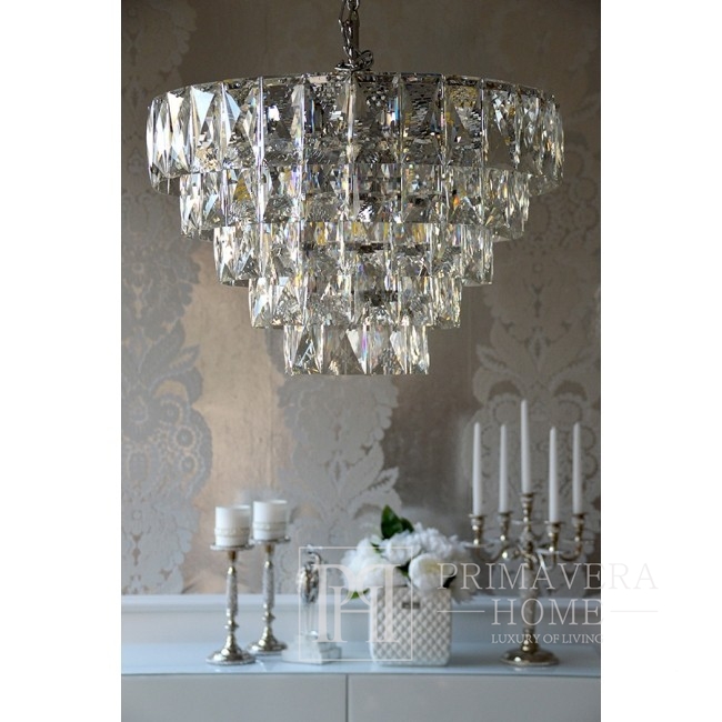 Kryształowy żyrandol okrągły glamour lampa wisząca, srebrny VERSUS