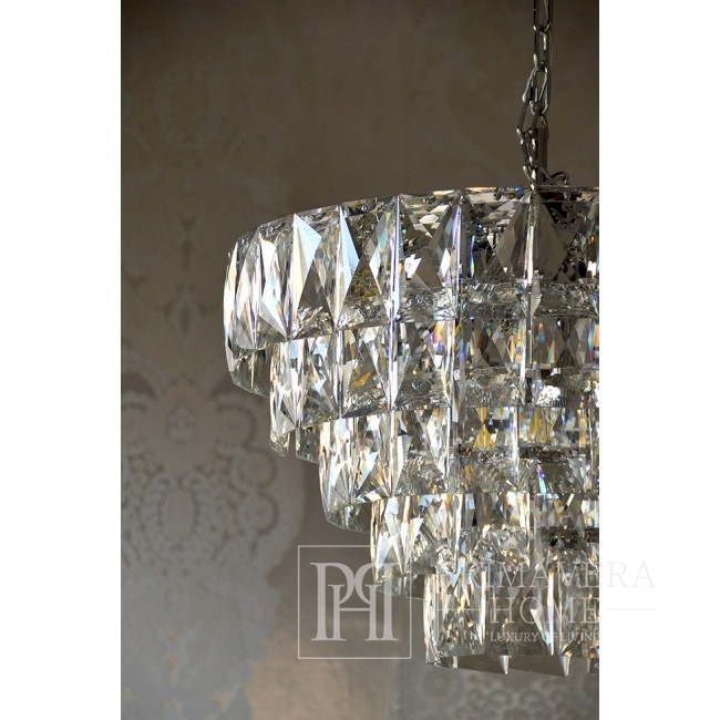 Kryształowy żyrandol okrągły glamour lampa wisząca, srebrny VERSUS