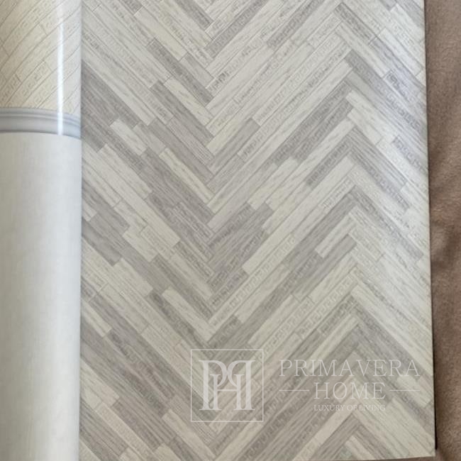 Versace Tapete geometrisch 10,05 x 0,70 m "Fischgrät" silber 