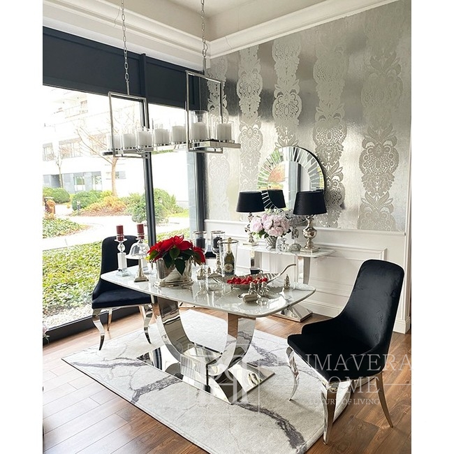 Elegancki dywan glamour do salonu nowoczesny biały imitujący kamień Carrara