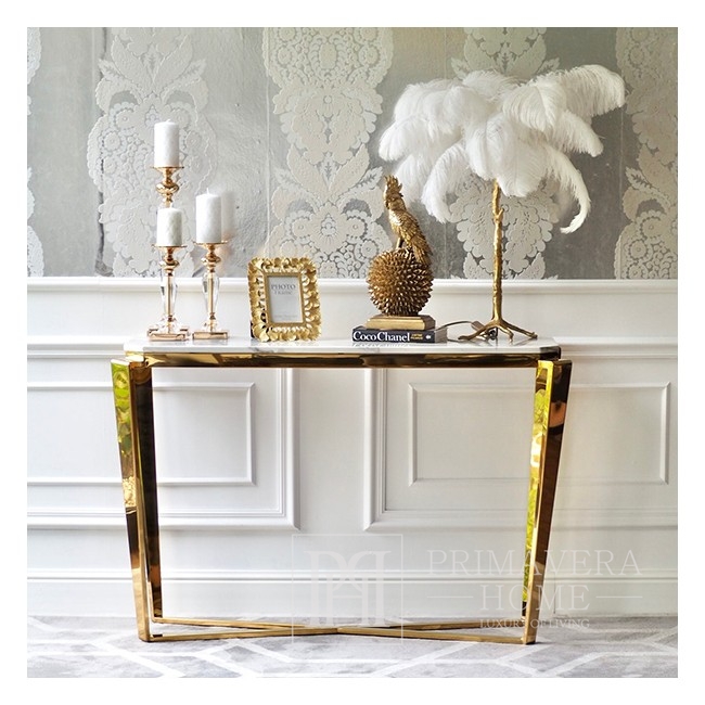Gold glamor console with marble top RALPH