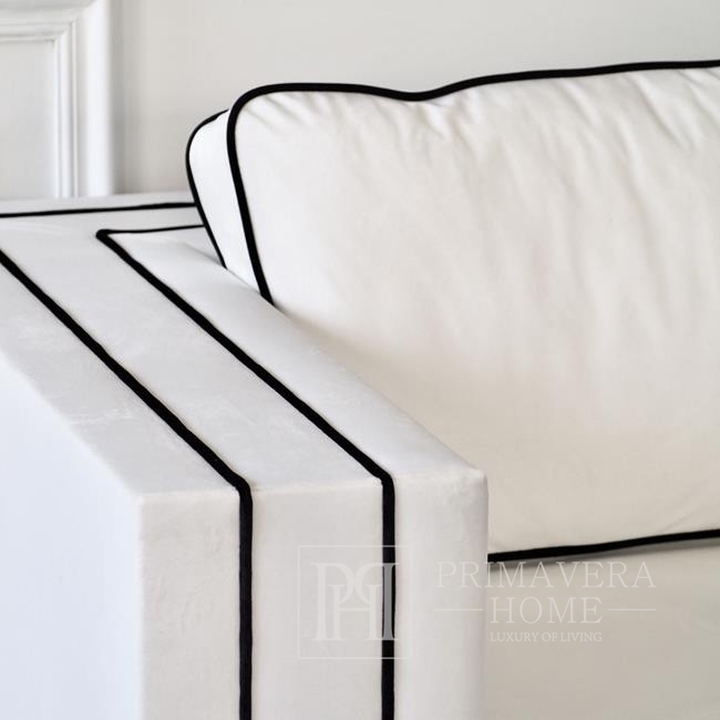 Sofa glamour BIANKA z poduszkami biała czarna