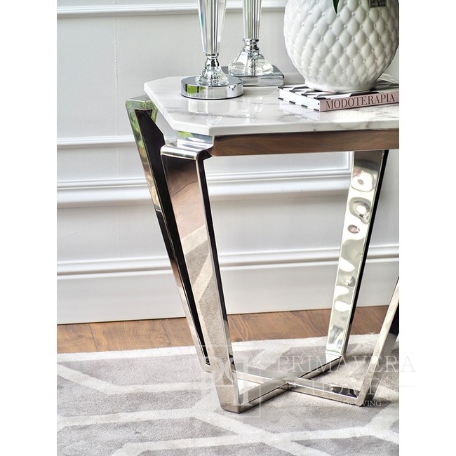 White Marble Top Small Side Table  RALPH