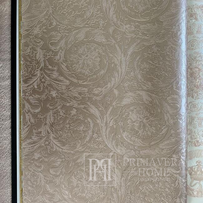 Tapeta geometryczna Versace Barocco Metallics jasny mosiądz 