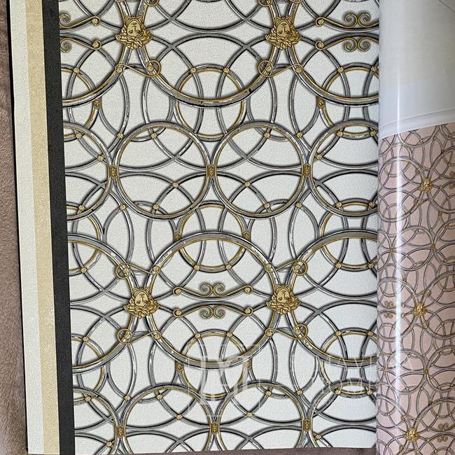 Wallpaper glamor Versace IV geometric Art Deco Home beige and gold