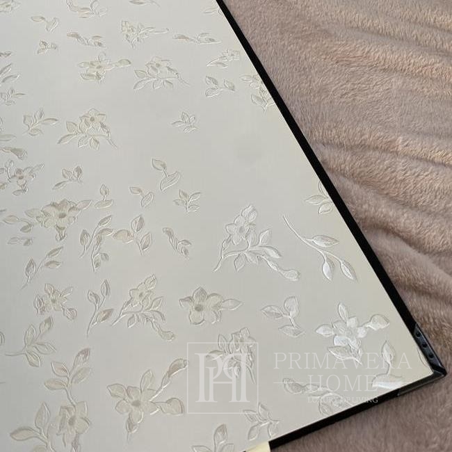 Versace Barocco Flowers tapetai sidabro baltos spalvos fone
