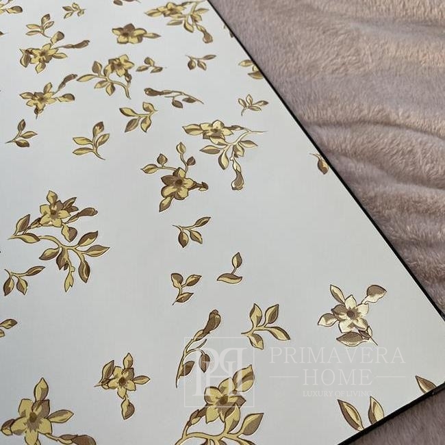 Exclusive luxury wallpaper Versace geometric ecru gold flowers