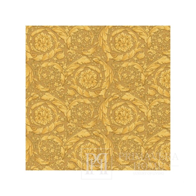 Tapeta Versace Barocco geometryczna ozdobna metaliczna złota w kwiaty