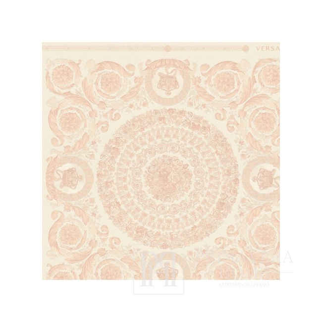 Wallpaper VERSACE IV Heritage powder pink ornament on a white background 