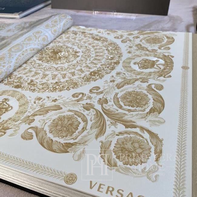 Tapete  Versace im schulterstil glamour, goldenes ecru