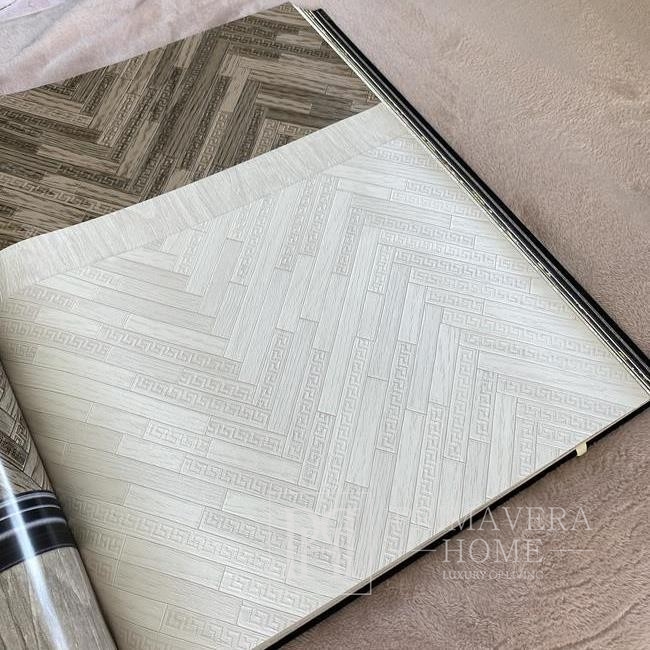 Exklusive geometrische Versace Tapete in grautönen grau fischgrät chevron zickzack