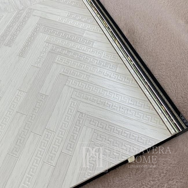 Ekskluzywna tapeta geometryczna Versace odcienie szarości szara jodełka chevron zygzaki
