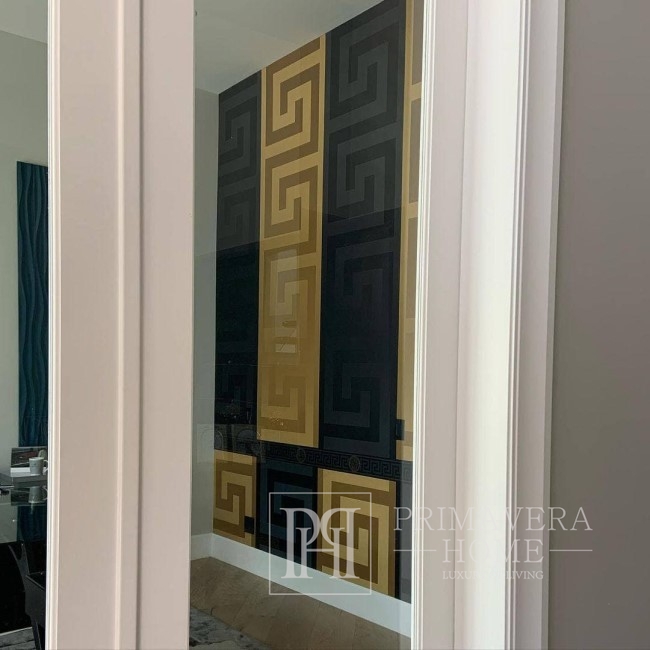 Versace GRAIKIJA glamūriniai tapetai geometrinis graikų aukso satino raštas 