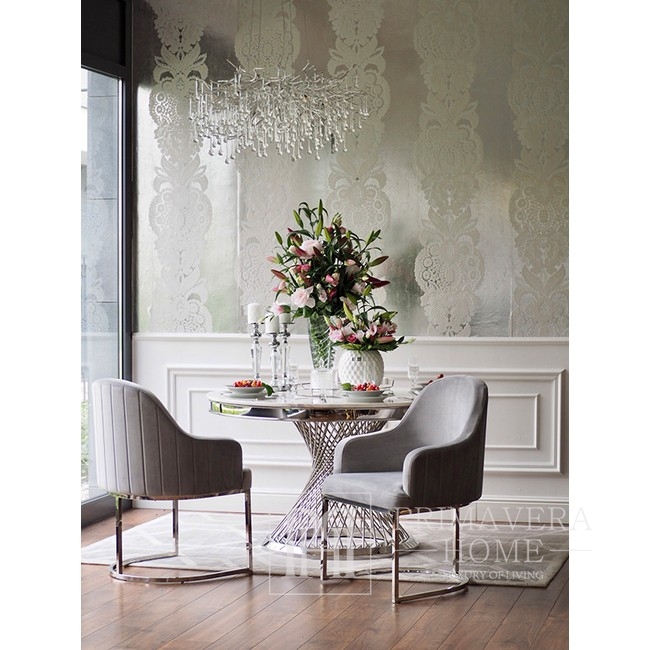 Tapicerowane krzesło glamour do salonu i jadalni nowoczesne szary srebrny OPERA