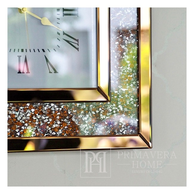 Diamant-Wanduhr mit transparentem Spiegel, verziert mit einem quadratischen goldenen PAOLA GOLD
