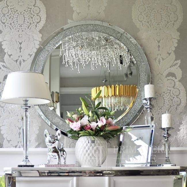 Silver glamor console with marble top RALPH