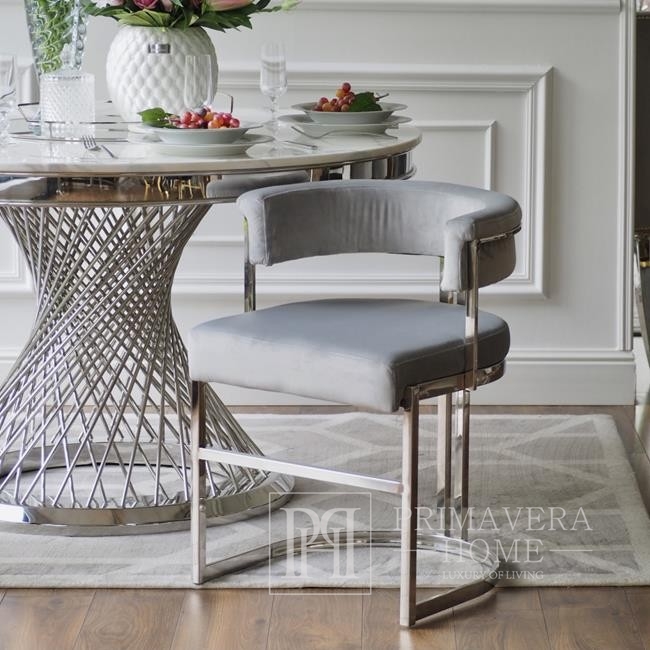 MARCO modern grey silver upholstered glamour chair for living and dining room