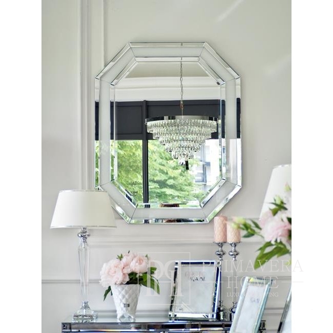 RARE SILVER glamouröser geometrischer Spiegel in einem silbernen Rahmen, 80x100