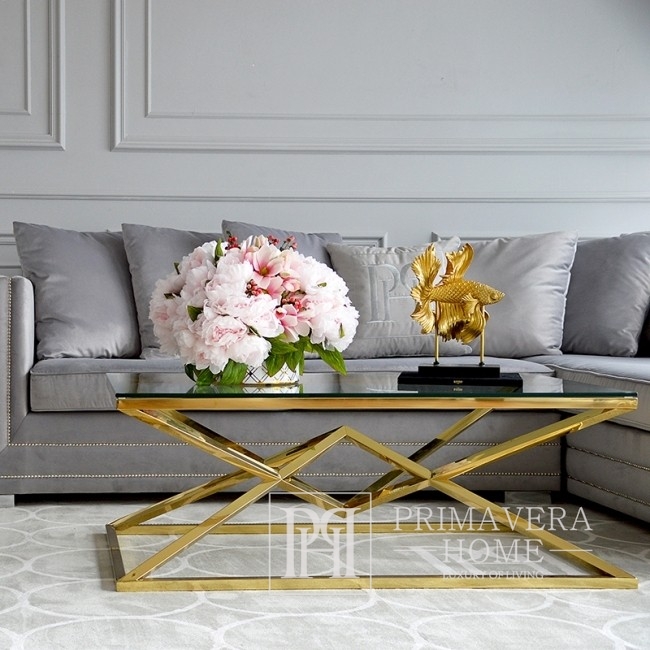 Coffee table glamor with a glass top, steel gold CONRAD OUTLET