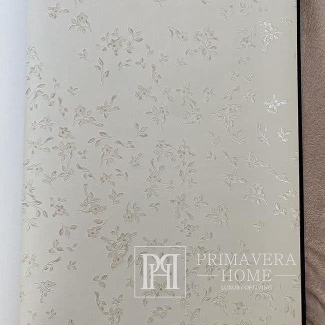 Tapeta Versace Barocco Flowers kwiaty srebrne białe tło