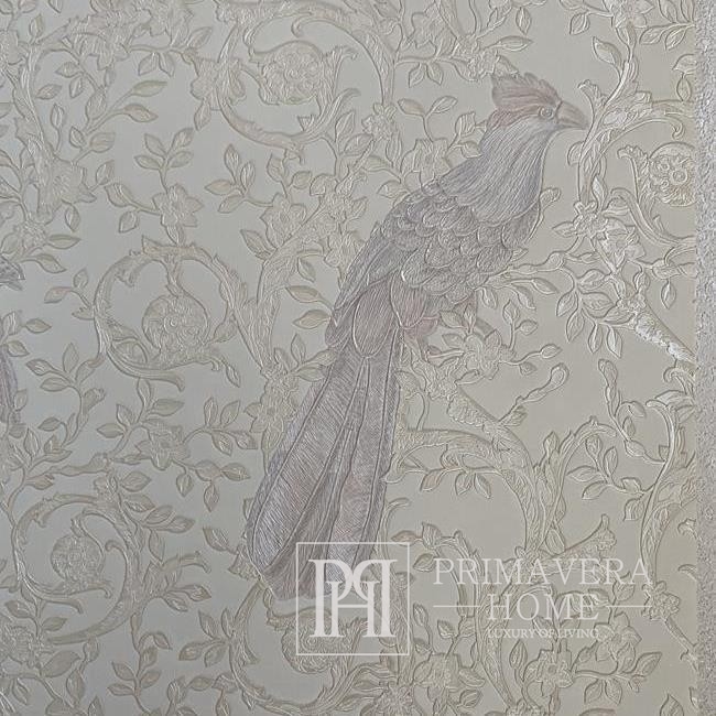 Tapetai Versace Barocco Birds glamūrinių paukščių ornamentas, ekr 