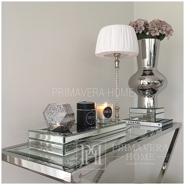 Glamor console CRISS CROSS XL stainless steel, silver glass OUTLET