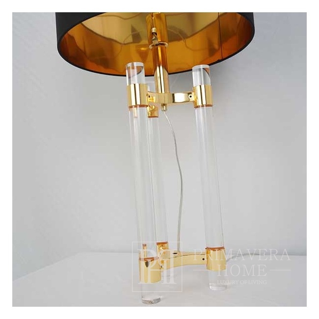 Designerska lampa stołowa, nowoczesna, art deco, nowojorska, transparentna złota SERENA