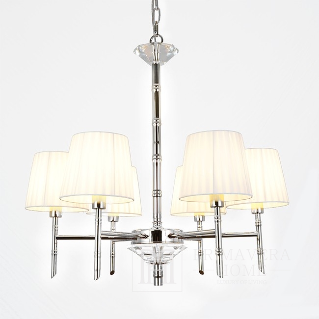 Ceiling lamp modern chandelier glamor, hamptons style crystal silver 6 arms ANGELO S