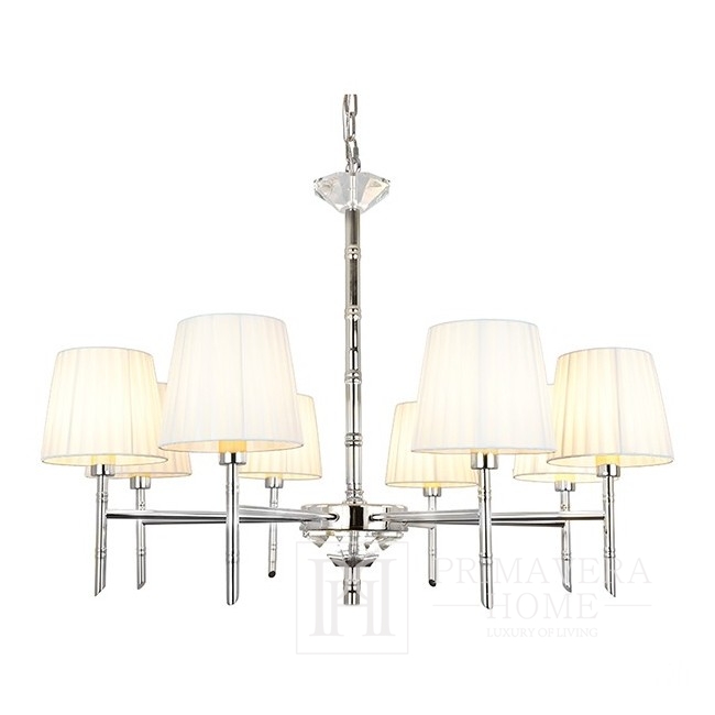 Ceiling lamp modern chandelier glamor, hamptons style crystal silver 8 arms ANGELO M