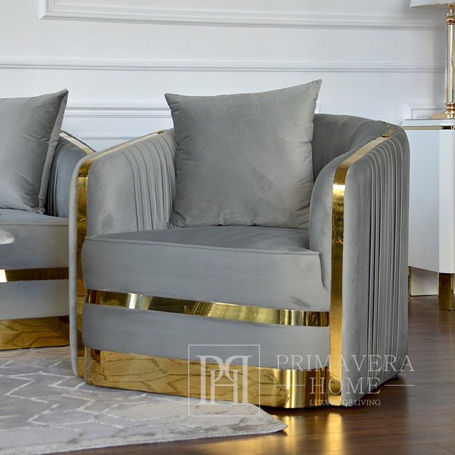 Glamour Polstersessel für Wohnzimmer, Esszimmer graugold MADONNA GOLD 