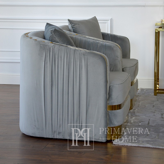Glamor upholstered armchair for the living room, dining room gray gold MADONNA GOLD 