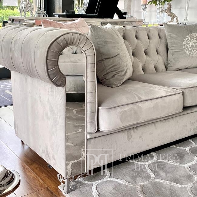 New York Glamour Sofa Modern gray AVIATOR silver