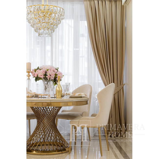 Round table glamor ANTONIO GOLD white marble, steel, gold 