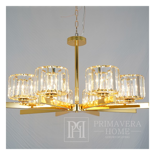 Stylish lamp chandelier hanging lamp with 8 crystal shades glamor FIORENZO M