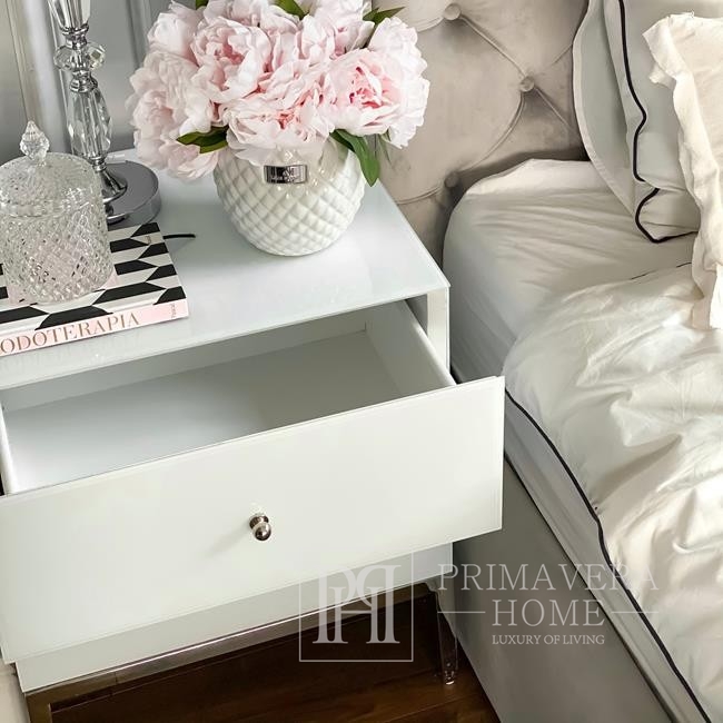 glamor glass bedside table Franco  for the bedroom super white silver OUTLET
