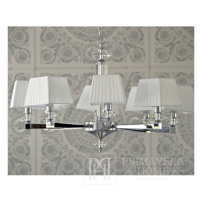 Elegantiška stilinga šviestuvų šviestuvų glamūrinė pakabinama lempa 86 rankos ELEGANZA M SILVER