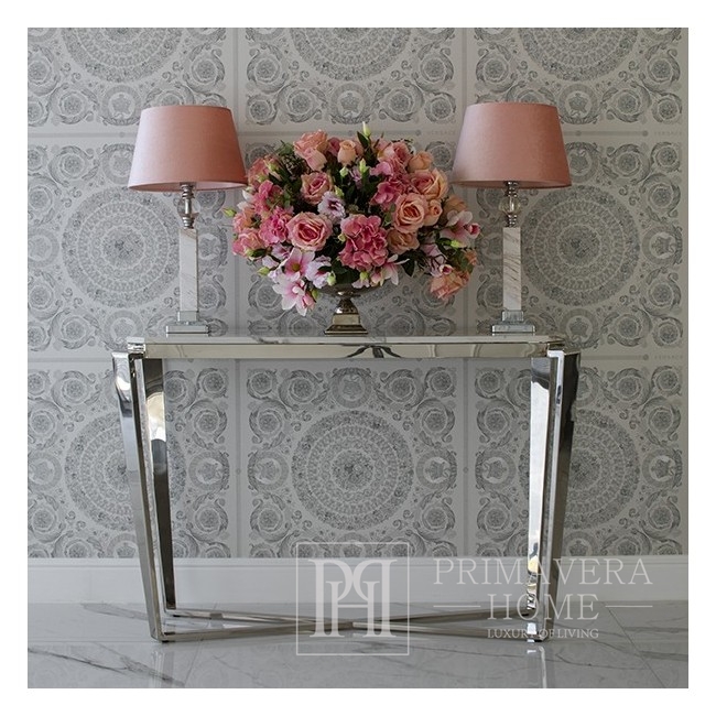 Silver glamor console with marble top RALPH