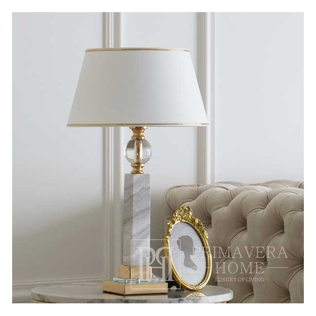 Lampa stołowa złota w stylu glamour z marmurem kula nowoczesna MARMO nowojorska hamptons