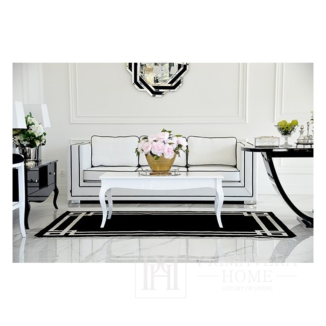 Sofa glamour BIANKA z poduszkami biała czarna