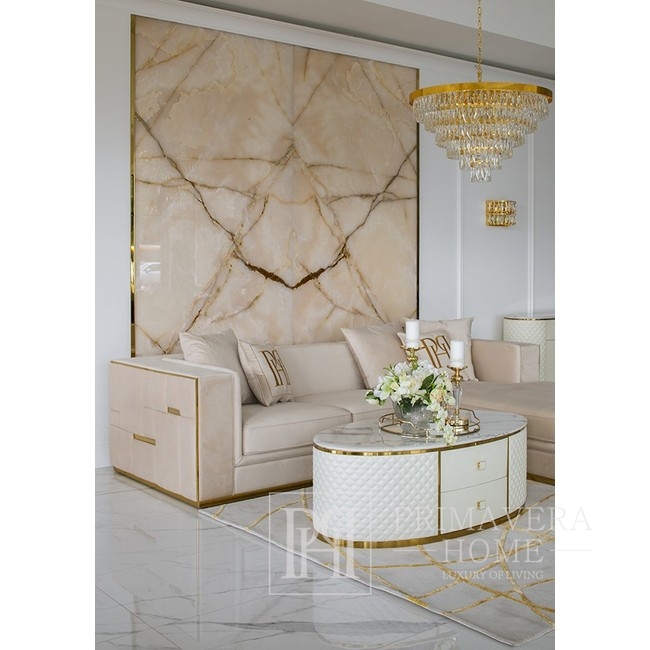 Coffee table HERMITAGE  with eco-leather, white gold