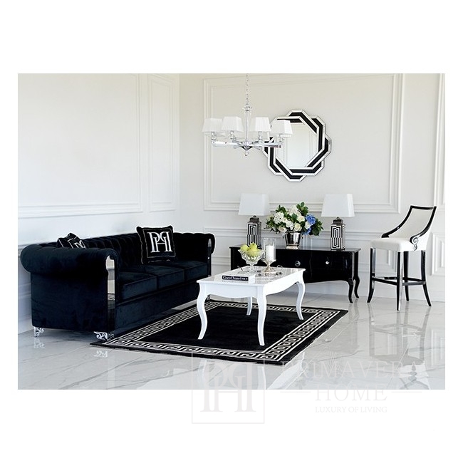 Stilinga spintelė, televizoriaus staliukas, blizgi komoda, sulenktos kojos juodos spalvos ELENA GLAMOUR