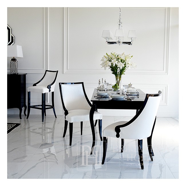 Minkšta kėdė CARLOTTA glamūrinis ąžuolas, balta, juoda